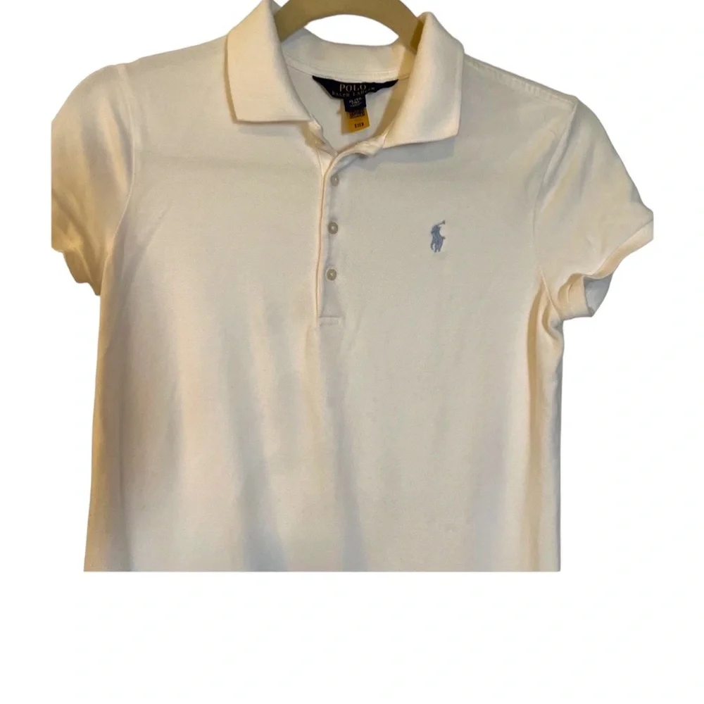 Ralph Lauren White Polo Dress with Colorful Plaid Ruffle - Kids